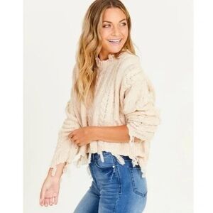 Altar'd State Cream Cable Knit Sweater